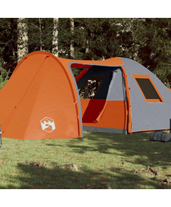 Cort camping 6 persoane gri/portocaliu 466x342x200cm tafta 185t