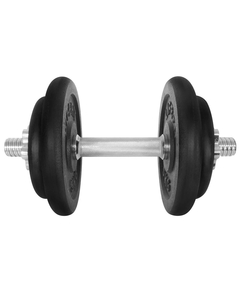 Gantera 17 kg, set 6 discuri, argintiu/negru, din otel, 35x22x22 cm
