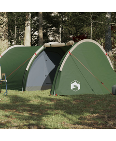 Cort de camping 4 persoane, verde, 405x170x106 cm, tafta 185t