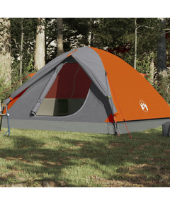 Cort camping 3 persoane gri/portocaliu 240x217x120cm tafta 190t