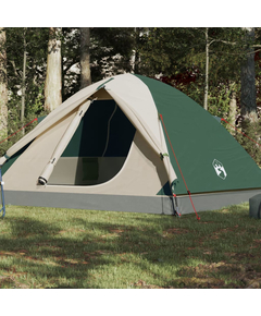 Cort de camping 3 persoane verde, 240x217x120 cm, tafta 190t