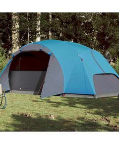 Cort de camping 8 persoane albastru, 360x430x195 cm, tafta 190t