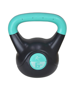 Gantera kettlebell 6kg, DHS, negru-turcoaz, din vinil