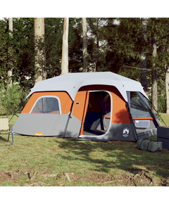 Cort de camping cu led gri deschis și portocaliu 441x288x217 cm