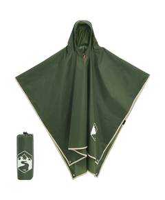 Poncho de ploaie cu glugă, design 2 în 1, verde, 223x145 cm