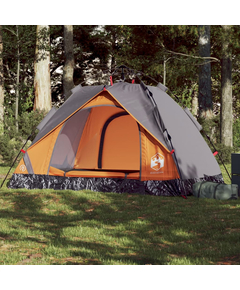 Cort camping cupolă 2 persoane, gri/portocaliu, setare rapidă