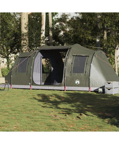 Cort camping tunel pentru 4 persoane verde măsliniu impermeabil