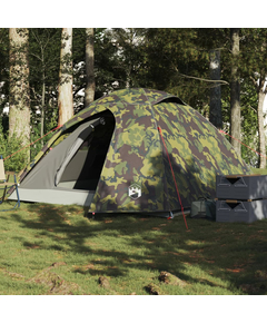 Cort de camping cupolă pentru 4 persoane, camuflaj, impermeabil