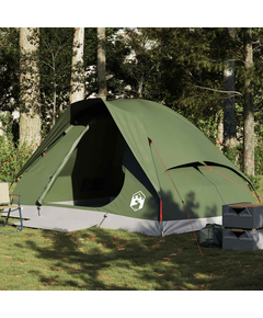 Cort camping cupolă 4 persoane verde măsliniu impermeabil