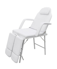 Scaun tratament facial, piele artificială, 185x78x76 cm, alb