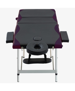 Masă pliabilă de masaj, 3 zone, negru și violet, aluminiu