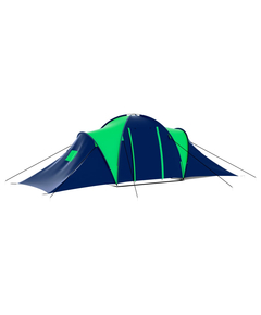 Cort camping din material textil, 9 persoane, albastru și verde