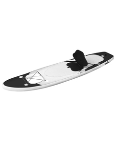Set placă paddleboarding gonflabilă, negru, 300x76x10 cm