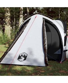 Cort de camping 2 persoane, alb, 320x140x120 cm, tafta 185t