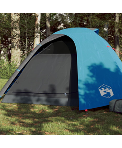 Cort de camping 4 persoane albastru, 267x272x145 cm, tafta 185t