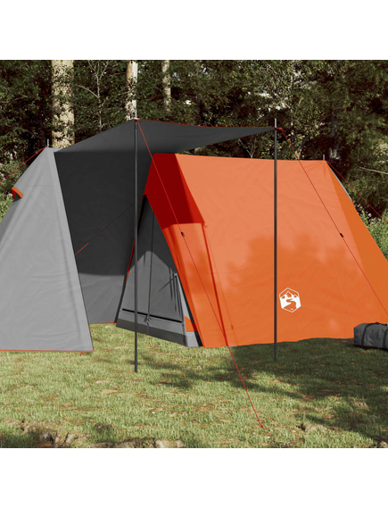 Cort camping 3 persoane gri/portocaliu 465x220x170cm tafta 185t