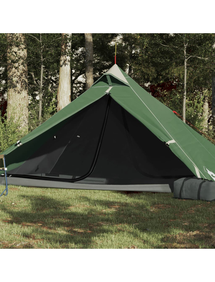 Cort de camping 1 persoane, verde, 255x153x130 cm, tafta 185t
