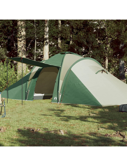 Cort de camping 6 persoane, verde, 576x238x193 cm, tafta 185t