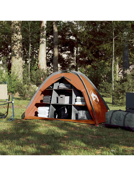Cort depozit 9 compartimente gri/oranj 125x50x68 cm tafta 185t, imaginea nr. 3
