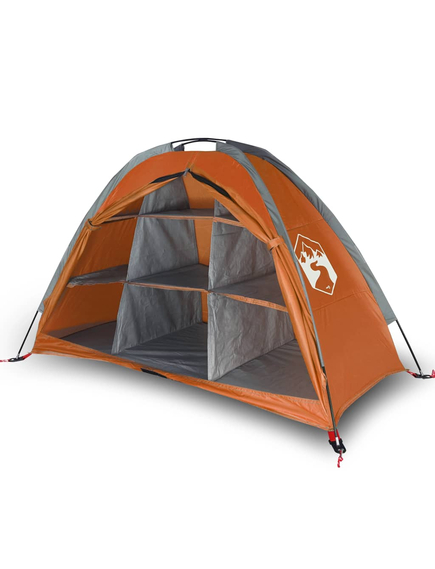Cort depozit 9 compartimente gri/oranj 125x50x68 cm tafta 185t, imaginea nr. 2