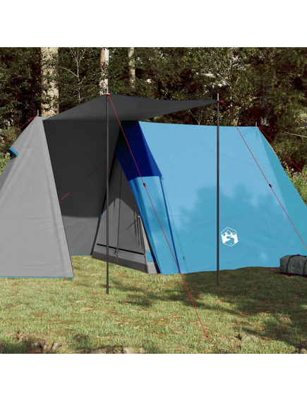 Cort de camping 3 persoane albastru, 465x220x170 cm, tafta 185t