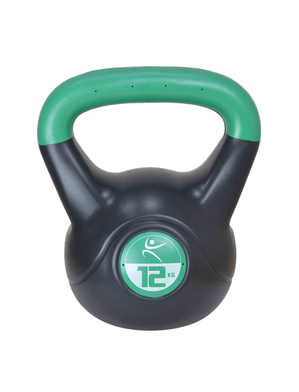 Gantera kettlebell 12kg, verde-negru vinil