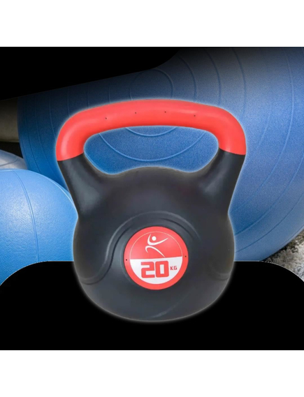 Gantera kettlebell 20kg, rosu-negru vinil, imaginea nr. 3