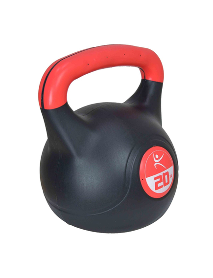 Gantera kettlebell 20kg, rosu-negru vinil, imaginea nr. 2