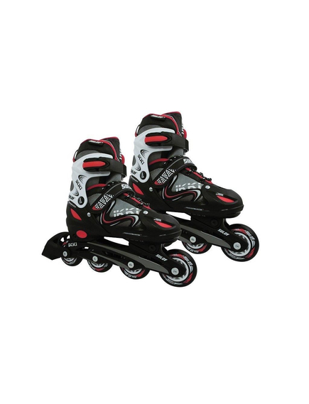 Role 2in1 Ikki boy Negru/Rosu S 31-34, lamele din otel inoxidabil, catarama dubla cu blocare, asigurare cu banda Velcro, imaginea nr. 2