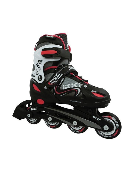 Role 2in1 Ikki boy Negru/Rosu S 31-34, lamele din otel inoxidabil, catarama dubla cu blocare, asigurare cu banda Velcro, imaginea nr. 3