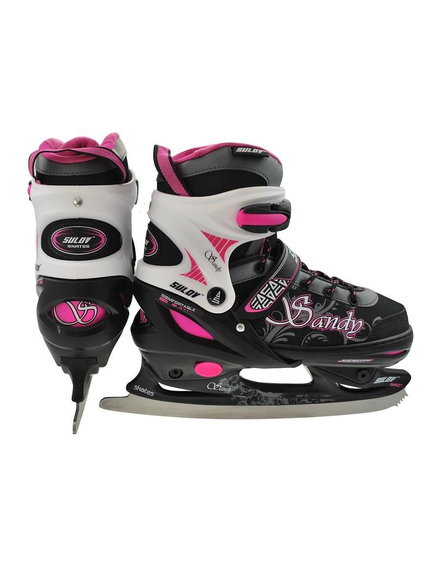 Role 2in1 Sandy Negru/Roz S 31-34, lamele din otel inoxidabil, catarama dubla cu blocare, asigurare cu banda Velcro, imaginea nr. 4