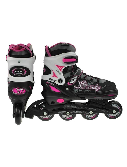 Role 2in1 Sandy Negru/Roz S 31-34, lamele din otel inoxidabil, catarama dubla cu blocare, asigurare cu banda Velcro, imaginea nr. 5