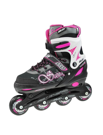 Role 2in1 Sandy Negru/Roz S 31-34, lamele din otel inoxidabil, catarama dubla cu blocare, asigurare cu banda Velcro, imaginea nr. 3