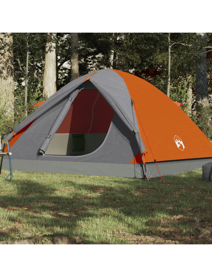 Cort camping 3 persoane gri/portocaliu 240x217x120cm tafta 190t