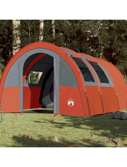 Cort camping 4 persoane gri/portocaliu 483x340x193cm tafta 185t