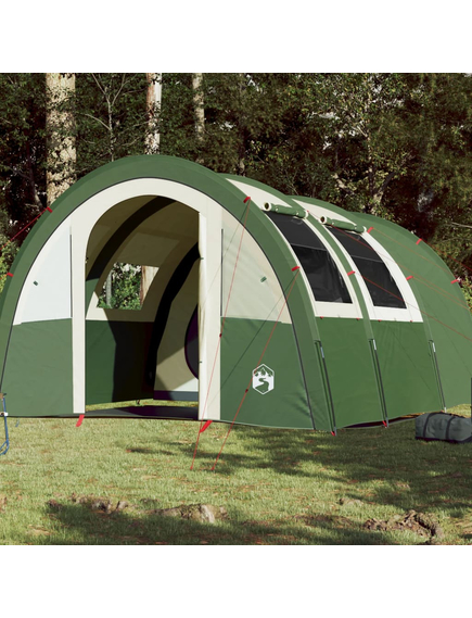 Cort de camping 4 persoane, verde, 483x340x193 cm, tafta 185t