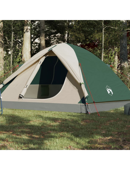 Cort de camping 6 persoane verde, 348x340x190 cm, tafta 190t