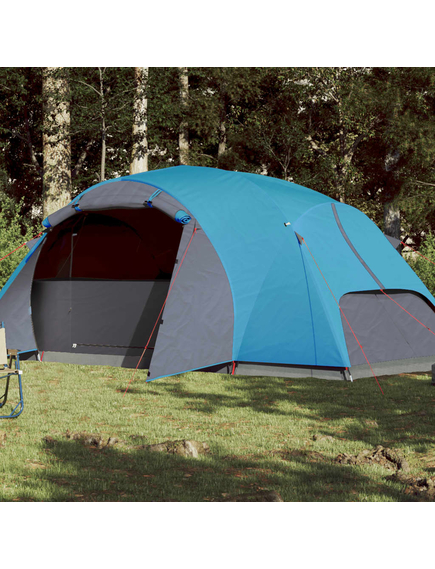 Cort de camping 8 persoane albastru, 360x430x195 cm, tafta 190t