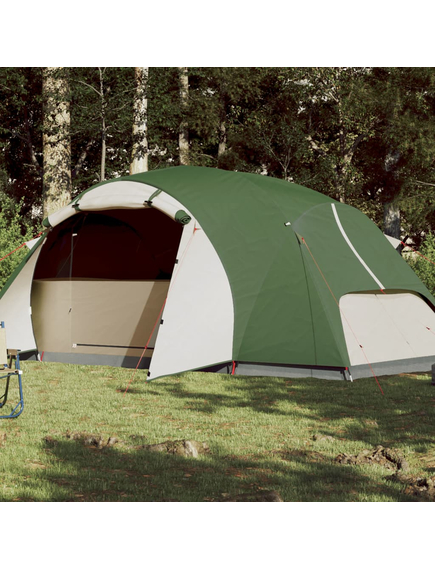 Cort de camping 8 persoane verde, 360x430x195 cm, tafta 190t