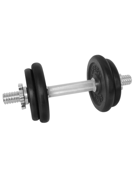 Gantera 10 kg, set 4 discuri, argintiu/negru, din otel, sigurantele incluse in set, 35x16x16cm, imaginea nr. 2