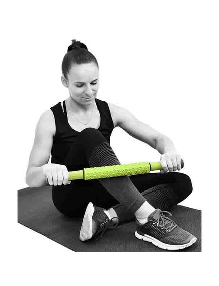 Bara masaj, Rollsoft, 53x4.5 cm, culoare verde/gri, cilindru moale cu o textura fina, pentru masaj muscular, stimulare, relaxare, regenerare, convalescenta, imaginea nr. 4