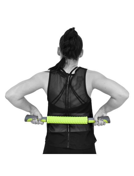 Bara masaj, Rollsoft, 53x4.5 cm, culoare verde/gri, cilindru moale cu o textura fina, pentru masaj muscular, stimulare, relaxare, regenerare, convalescenta, imaginea nr. 2