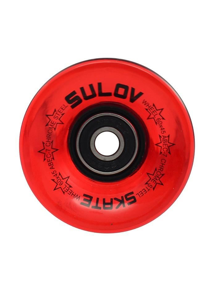 Set 4 roti skateboard, DHS, rosu transparent, 60 mm, rulmenti ABEC-7, imaginea nr. 2