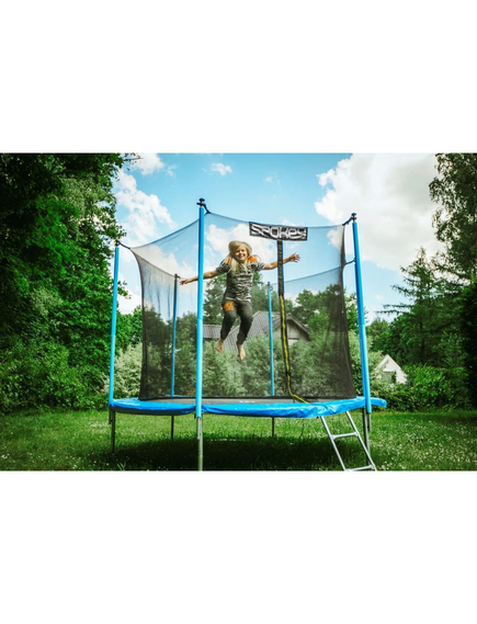 Trambulina rotunda Jumper, DHS, 244x244x205 cm, negru/albastru, plasa de siguranta inchisa cu fermoar si catarama, imaginea nr. 3