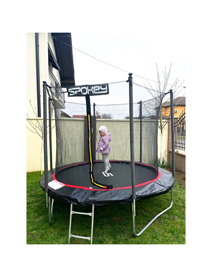 Trambulina rotunda Jumper, DHS, 244x244x205 cm, negru/albastru, plasa de siguranta inchisa cu fermoar si catarama, imaginea nr. 6