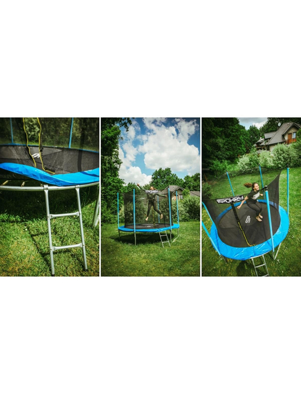 Trambulina rotunda Jumper, DHS, 244x244x205 cm, negru/verde, plasa de siguranta inchisa cu fermoar si catarama, imaginea nr. 4