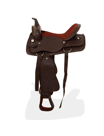 Șa western, căpăstru & pieptar, piele naturală, 16", maro, imaginea nr. 4