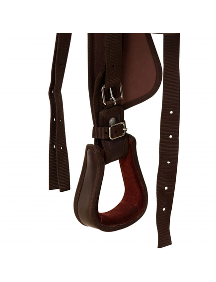 Șa western, căpăstru & pieptar, piele naturală, 16", maro, imaginea nr. 10
