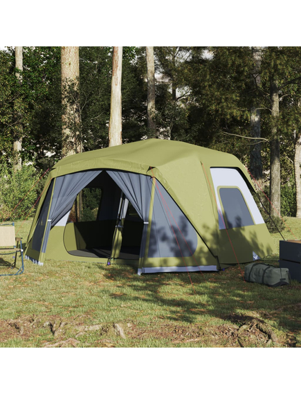 Cort de camping, 10 persoane, verde, 443x437x229 cm