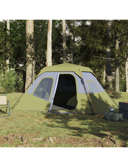 Cort de camping, 6 persoane, verde, 344x282x192 cm